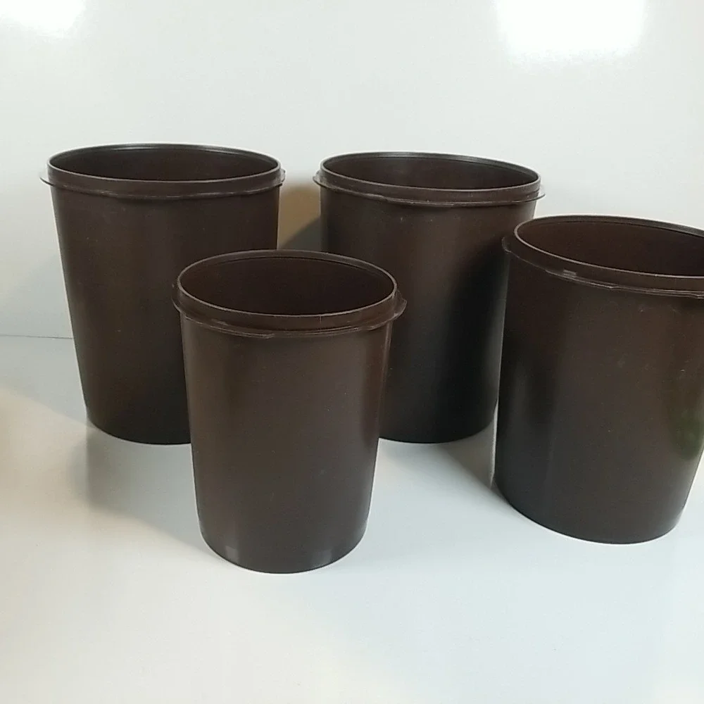 Vintage Tupperware Nesting Canister Set Brown See Of 4 No Lids